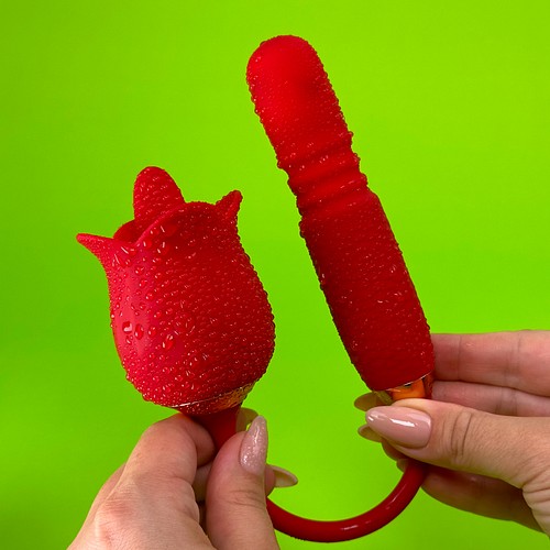 Rose Dual Vibrator – 2-in-1 Suction & G-Spot Stimulator (Waterproof, Rechargeable)